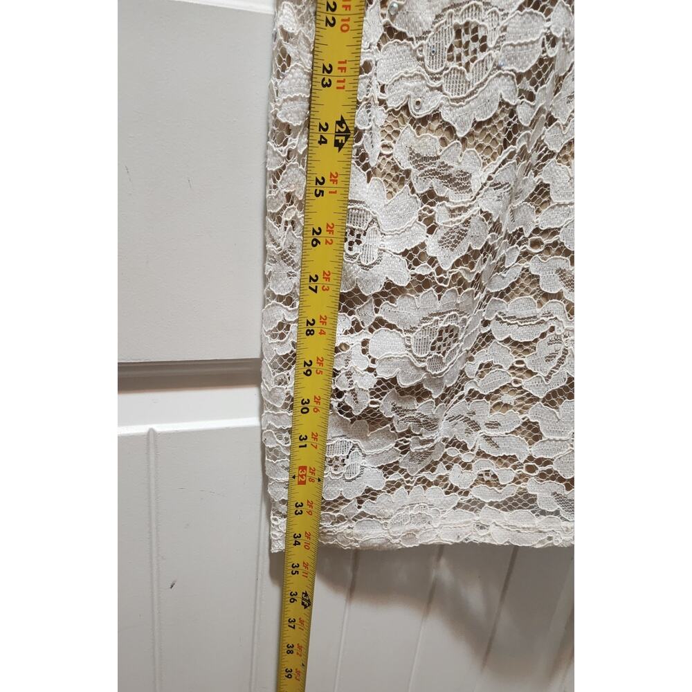 Crystal Doll Juniors 7 White Floral Lace Embellished Semi-Formal Cocktail Dress - Picture 9 of 9